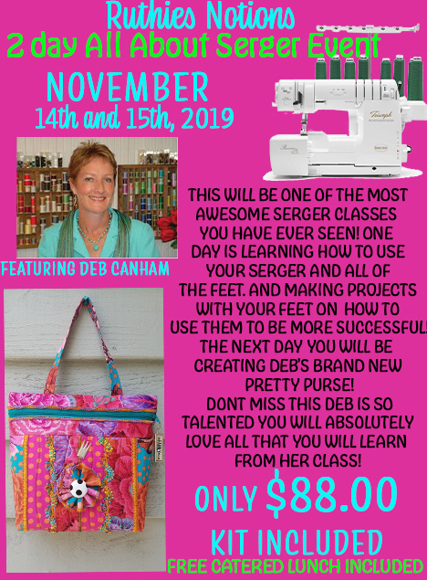 2 day all about serger with Deb Canham Nov 14 15