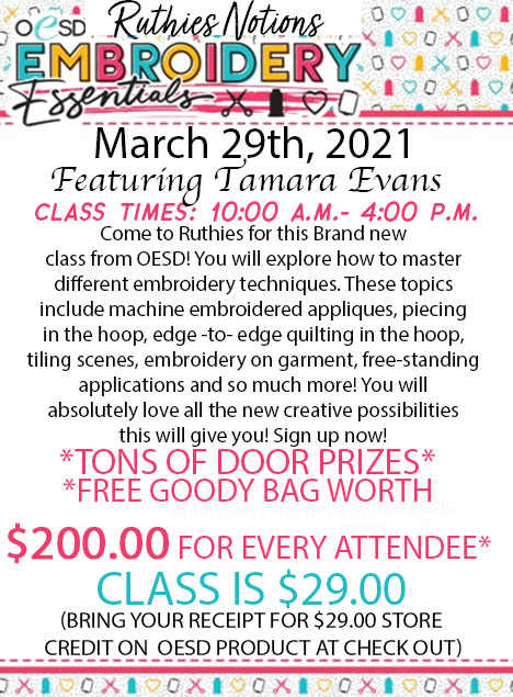 Embroidery essentials march 29