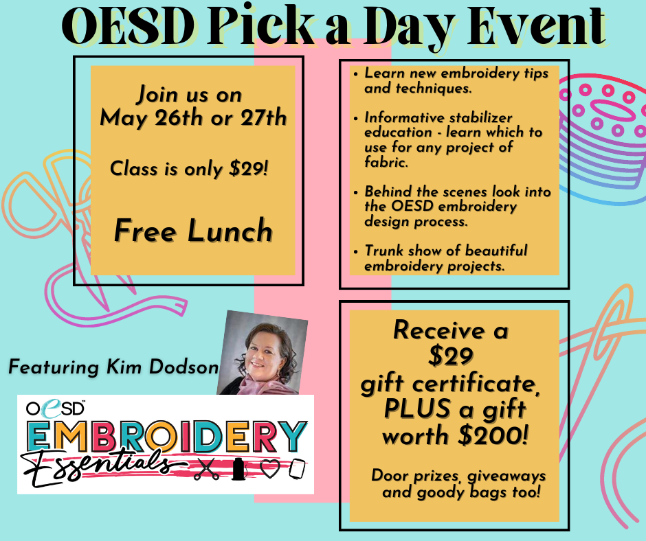 OESD Embroidery Essentials Kim Dodson May 26or27