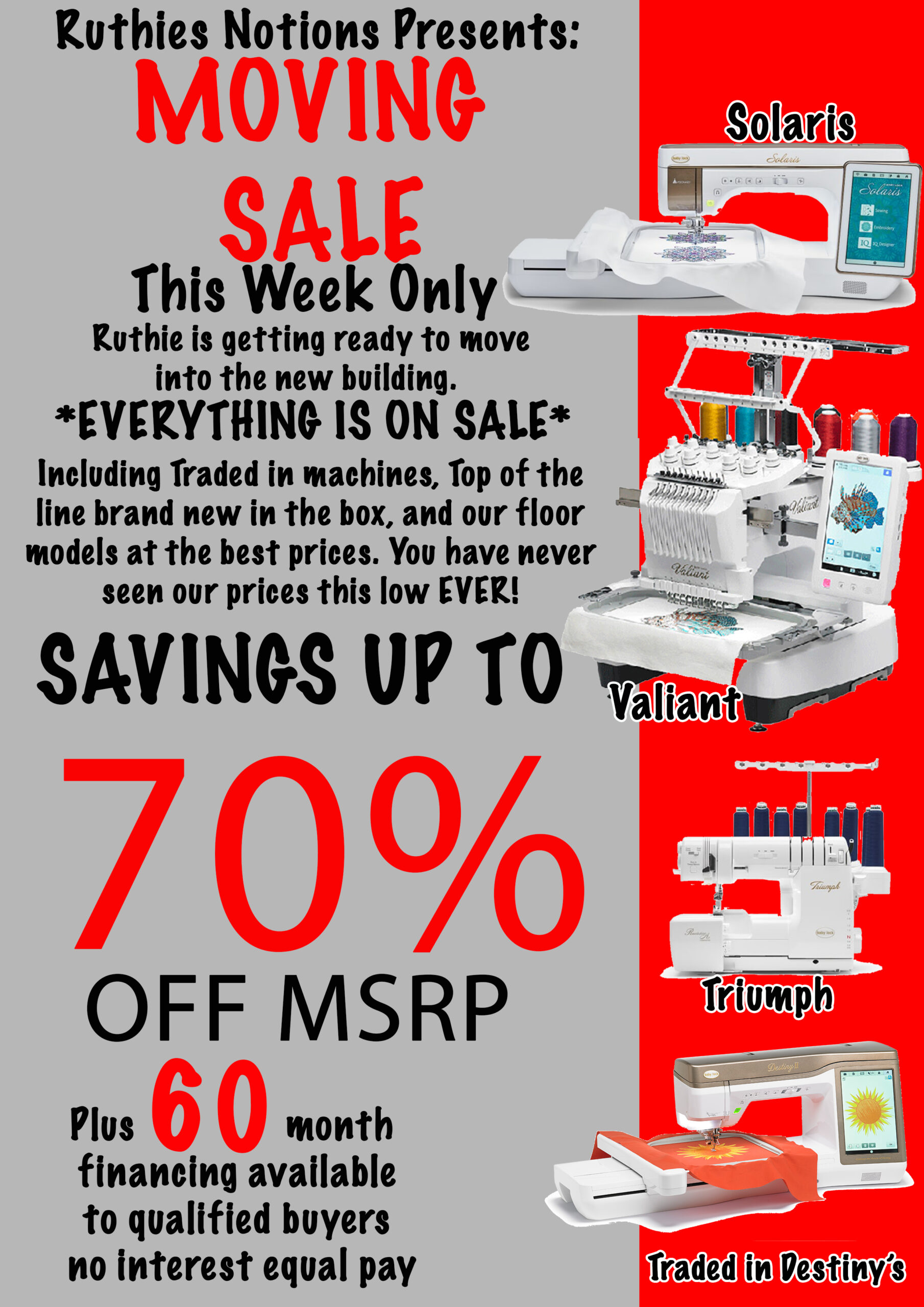 Moving Sale Babylock